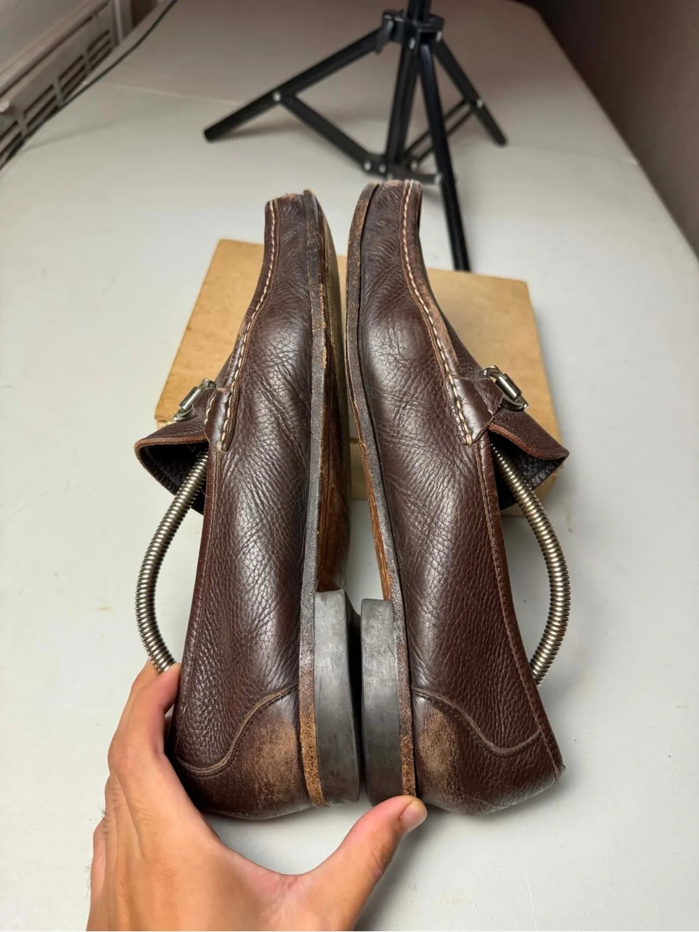 FERRAGAMO Men's Grandioso Grained Calfskin Gancini Loafer Sz 10